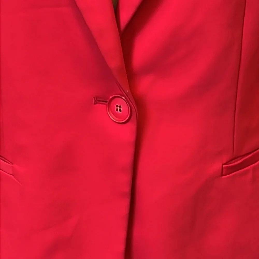 Zara Basic Shoulder Pads Hot Pink Single Button Blazer Size Medium - Picture 5 of 8